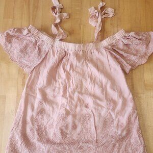 New with tags pink off shoulder with shoulder ties layered top